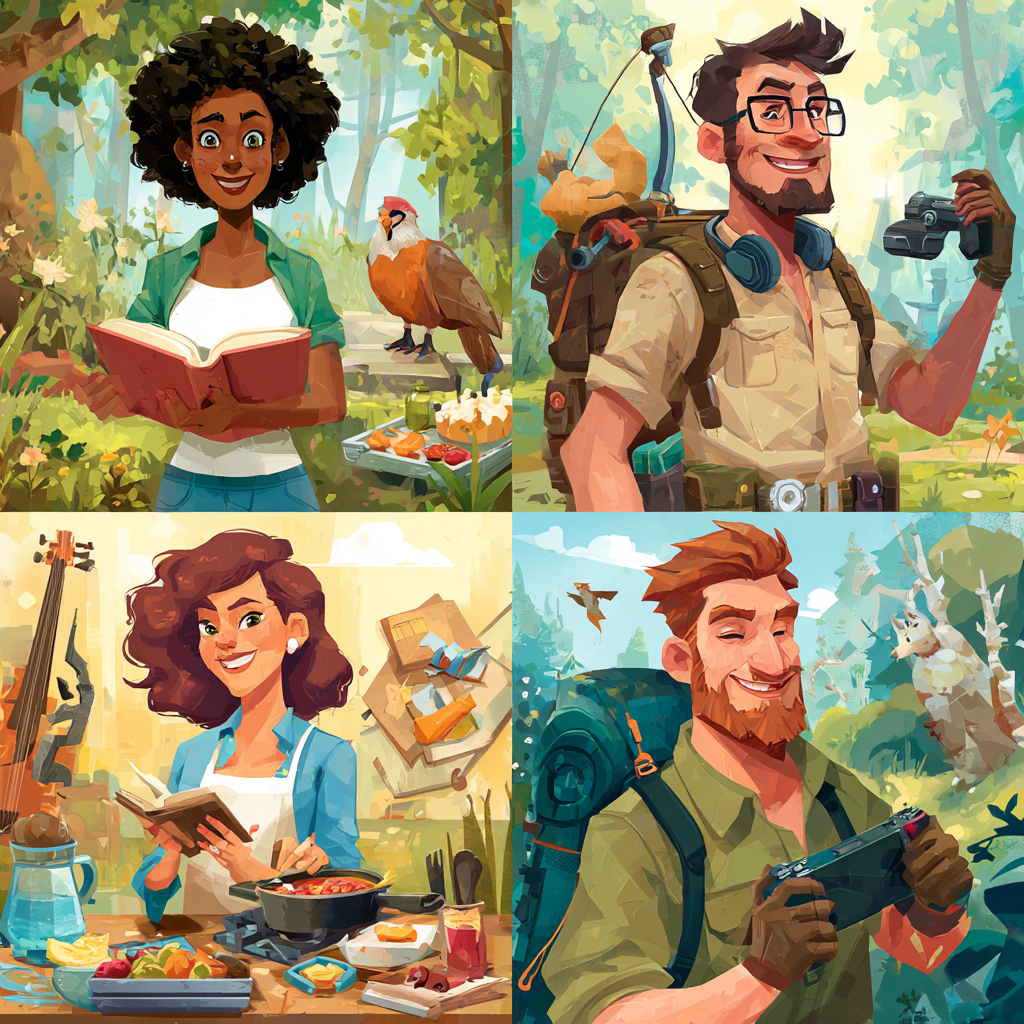 Shared Interests - People enjoying various hobbies and activities